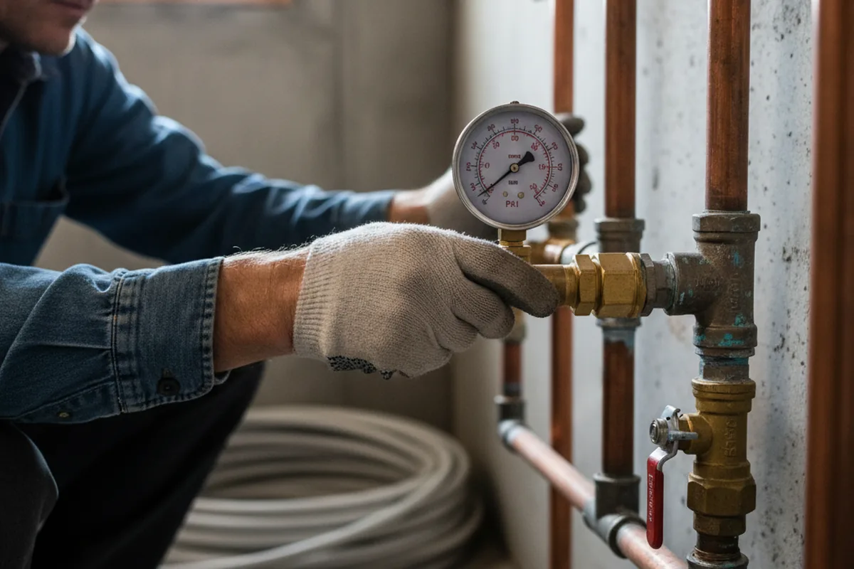 Pressure testing a repaired line during Water Line Repair in Landis